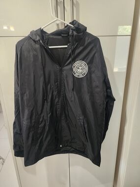 Obey Black Hooded Windbreaker with Chest Emblem